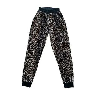 Always Women’s Trendy Cheetah Print Brown Black Cozy Jogger Pants SZ S # 1048